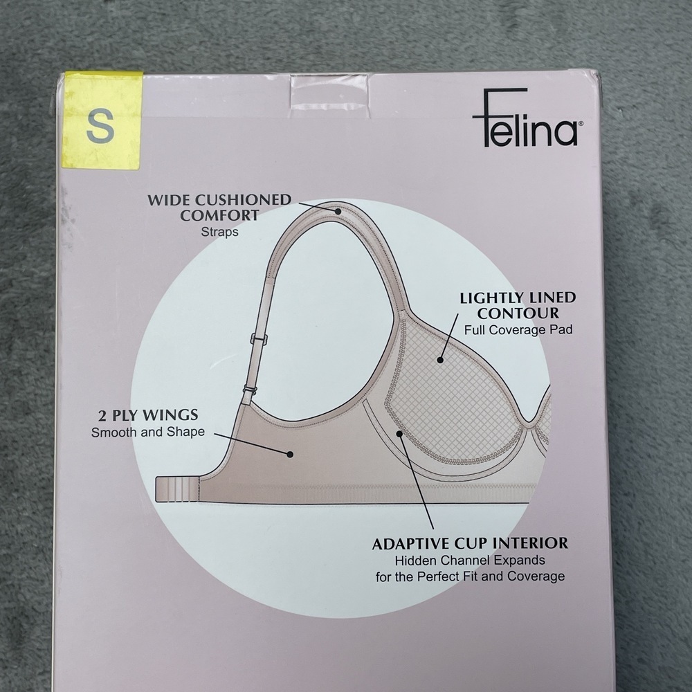 Felina Women's S Wire Free Bra Beige Nylon H0983 - Picture 2 of 4